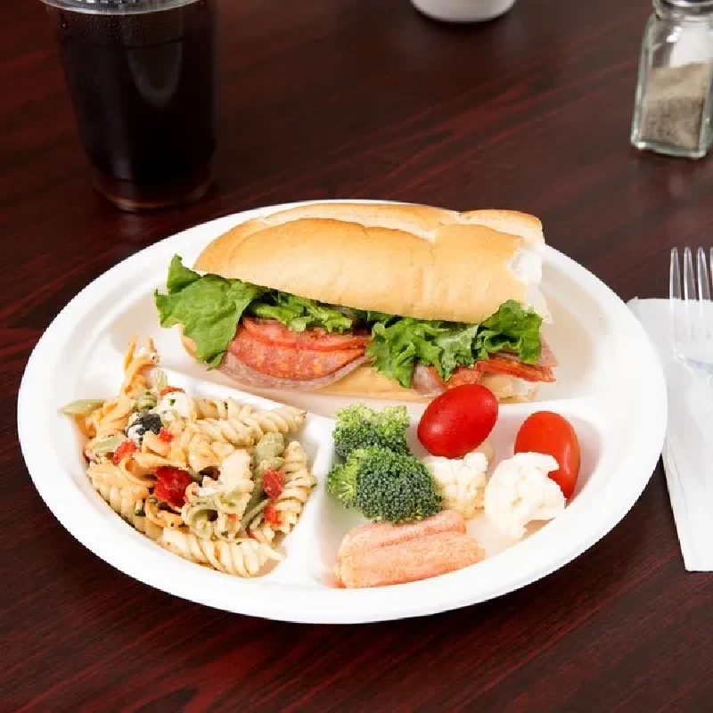 товар Тарелка 3х секционная круглая из целлюлозы, d=225 мм, белая TL012